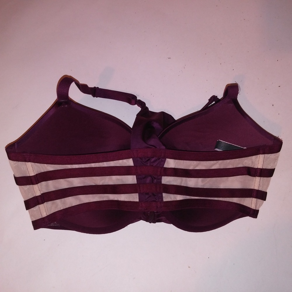 Victoria Secret Bra 36DD Very Sexy Push Up Purple Plum Kir Front Close Racerback - Picture 5 of 8